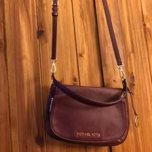 Wine Pebble Leather Michael Kors Purse